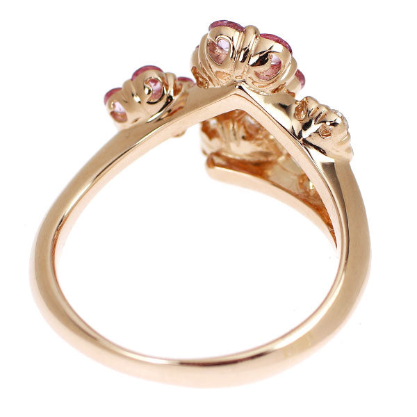 K18PG ピンクサファイア ダイヤモンド リング 0.57ct D0.37ct フラワー