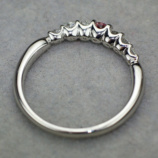Pt900 天然ビビッドピンクダイヤモンド リング 0.095ct FVPP I1 D0.35ct