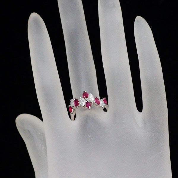 Pt900 ルビー ダイヤモンド リング 1.09ct 0.63ct