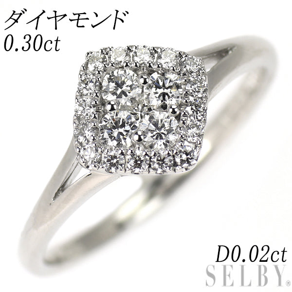 K18WG ダイヤモンド リング 0.30ct D0.02ct