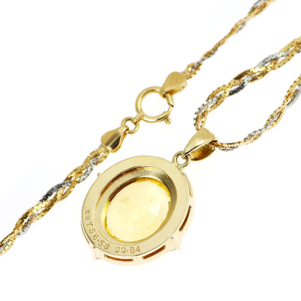 K18YG/Pt850 イエローサファイア ダイヤモンド ペンダントネックレス 6.58ct D0.84ct