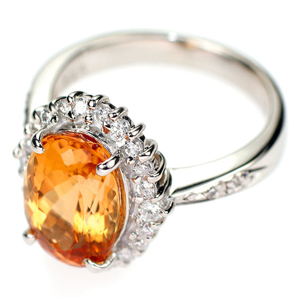 Pt900 インペリアルトパーズ ダイヤモンド リング 5.48ct D0.39ct