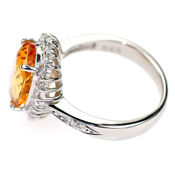 Pt900 インペリアルトパーズ ダイヤモンド リング 5.48ct D0.39ct