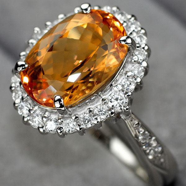 Pt900 インペリアルトパーズ ダイヤモンド リング 5.48ct D0.39ct