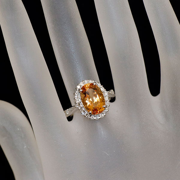 インペリアルトパーズダイヤモンドリング インペリアルトパーズ ダイヤモンドリング ITZ 3.59ct D 0.44ct Pt950