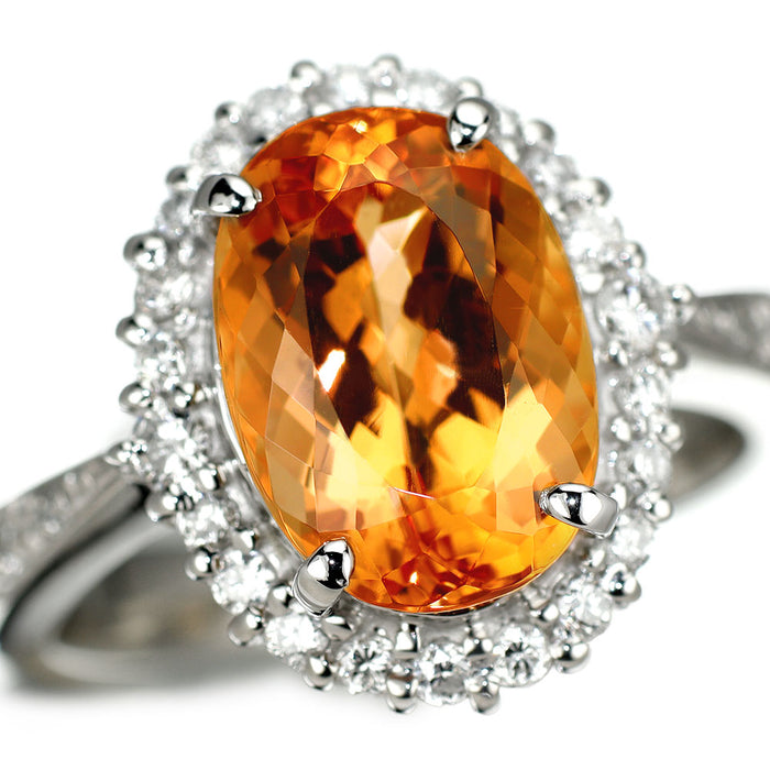 Pt900 インペリアルトパーズ ダイヤモンド リング 5.48ct D0.39ct