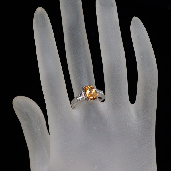 Pt900 インペリアルトパーズ ダイヤモンド リング 2.03ct D0.31ct