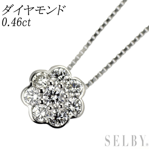 Pt900/ Pt850 ダイヤモンド ペンダントネックレス 0.46ct フラワー  