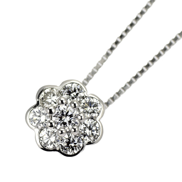 Pt900/ Pt850 ダイヤモンド ペンダントネックレス 0.46ct  フラワー