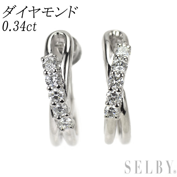 Pt900 ダイヤモンド フープ イヤリング 0.34ct — セルビーオンラインストア