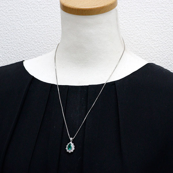 Pt900/Pt850 コロンビア産 エメラルド ダイヤモンド ペンダントネックレス 1.60ct D1.53ct