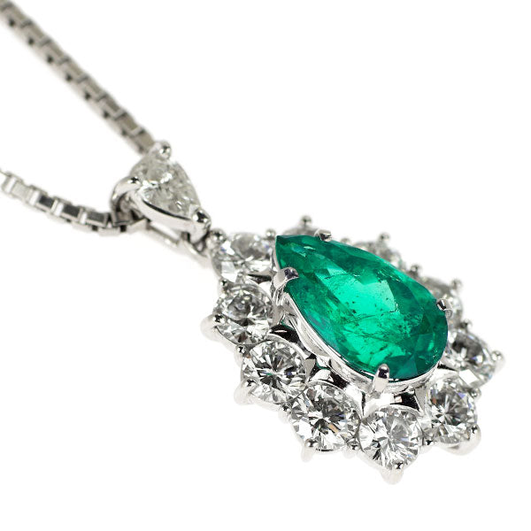 Pt900/Pt850 コロンビア産 エメラルド ダイヤモンド ペンダントネックレス 1.60ct D1.53ct
