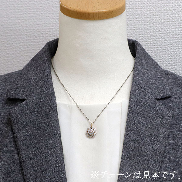 K18WG/ PG 天然ピンク ダイヤモンド ペンダントトップ 0.132ct FLP I1 D0.38ct フラワー