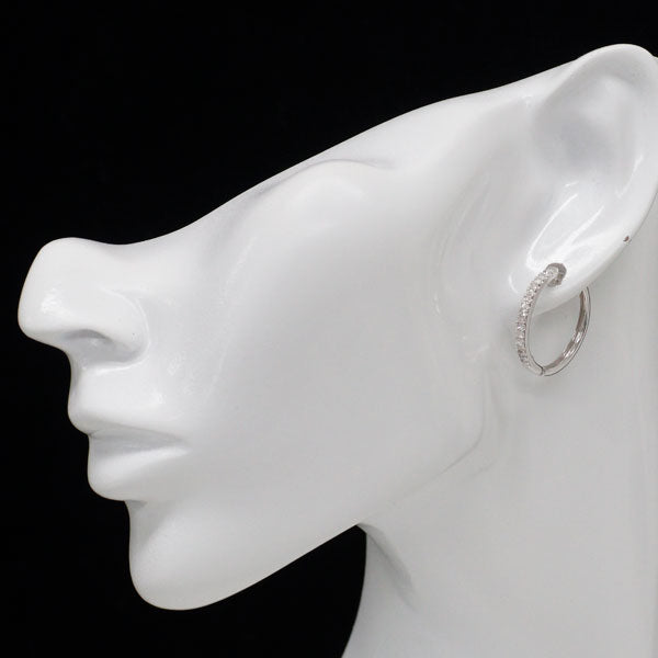 K18WG プリンセスカット ダイヤモンド ピアス 0.50ct フープ