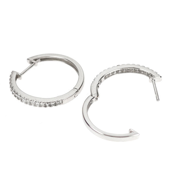 K18WG プリンセスカット ダイヤモンド ピアス 0.50ct フープ
