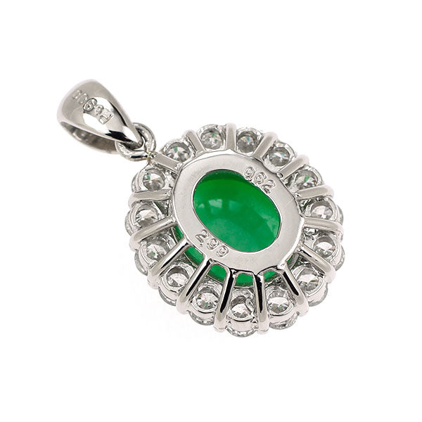 Pt900 翡翠 ダイヤモンド ペンダントトップ 2.99ct D0.62ct
