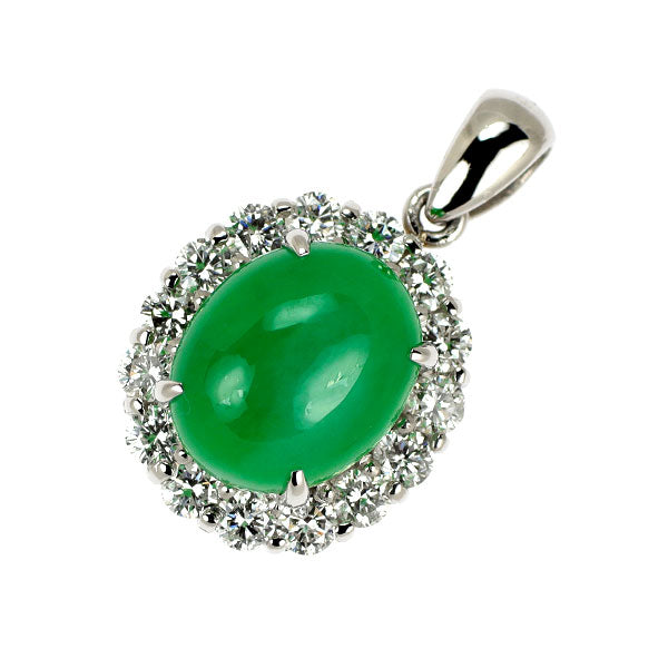 Pt900 翡翠 ダイヤモンド ペンダントトップ 2.99ct D0.62ct