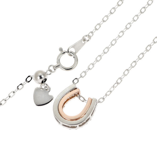 K18WG/PG ダイヤモンド ペンダントネックレス 0.32ct 馬蹄