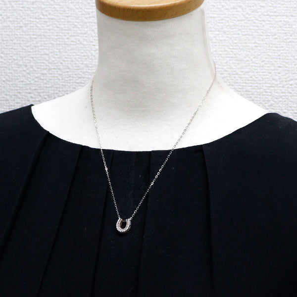 K18WG/PG ダイヤモンド ペンダントネックレス 0.32ct 馬蹄