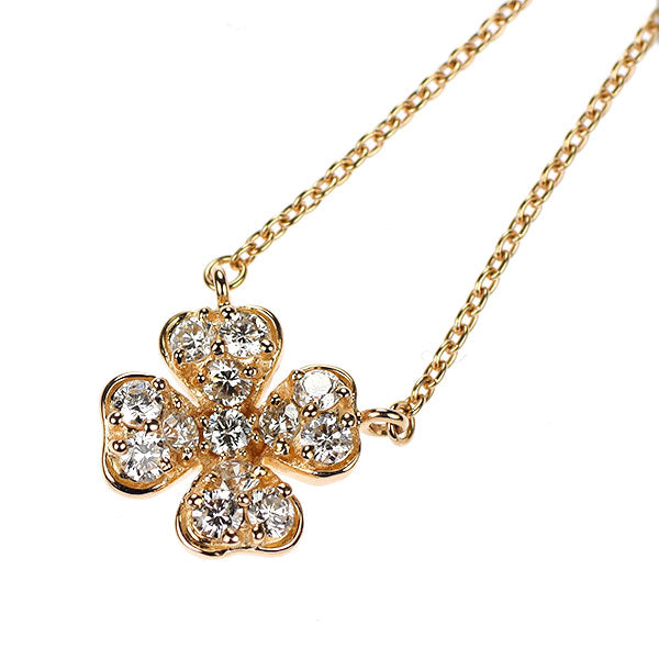 ヴァンドーム青山 K18PG ダイヤモンド ペンダントネックレス 0.30ct クローバー