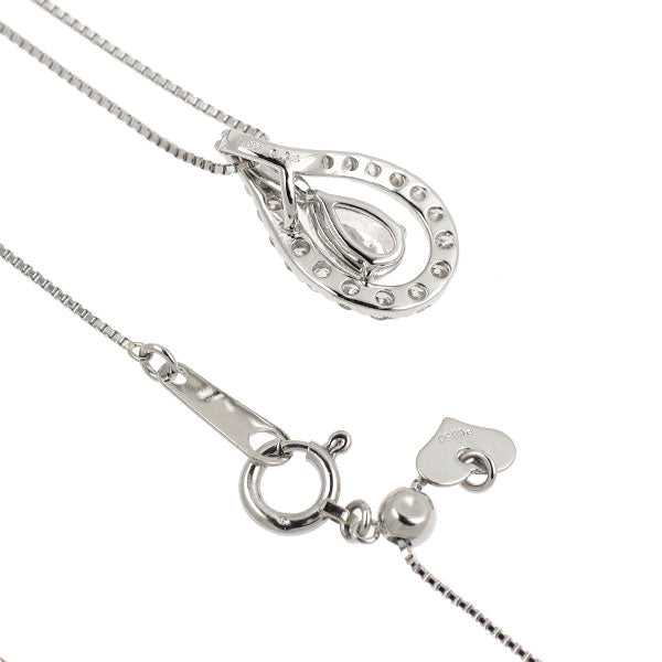 Pt950/ Pt850 ペアシェイプ ダイヤモンド ペンダントネックレス 0.304ct D SI2 D0.22ct