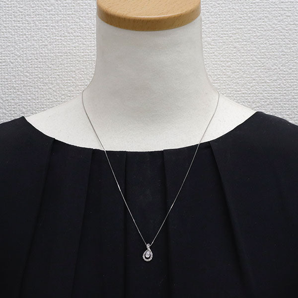 Pt950/ Pt850 ペアシェイプ ダイヤモンド ペンダントネックレス 0.304ct D SI2 D0.22ct