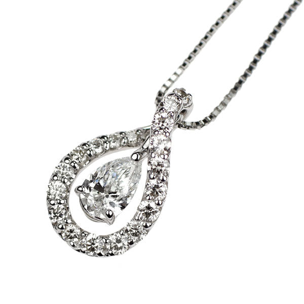 Pt950/ Pt850 ペアシェイプ ダイヤモンド ペンダントネックレス 0.304ct D SI2 D0.22ct