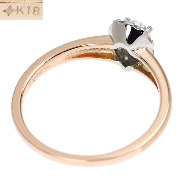 GSTV K18PG/ Pt950 ペアシェイプ ダイヤモンド リング 0.32ct D SI1 D0.16ct