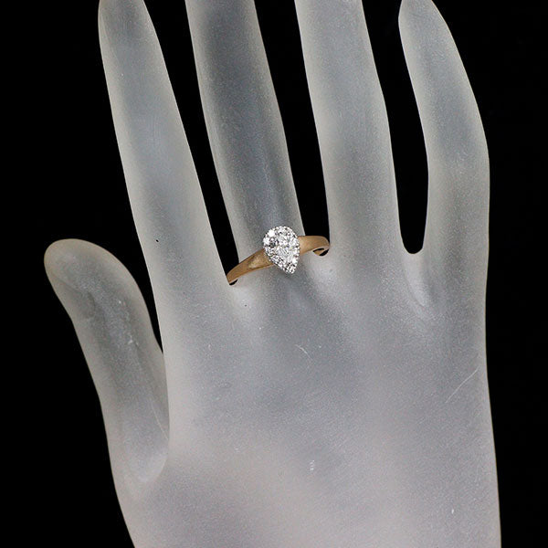 GSTV K18PG/ Pt950 ペアシェイプ ダイヤモンド リング 0.32ct D SI1 D0.16ct