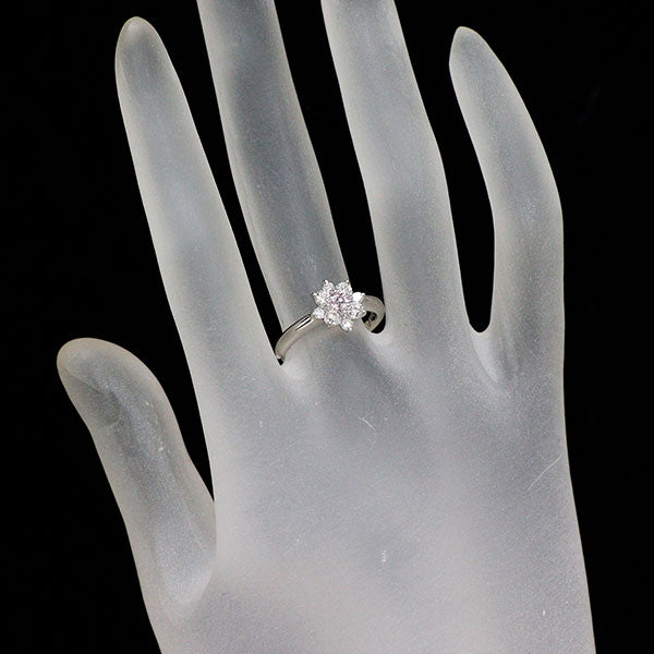 Pt900 天然ピンクダイヤモンド リング 0.05ct D0.45ct フラワー
