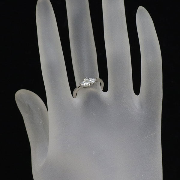 Pt900 ハートシェイプ ダイヤモンド リング 0.404ct E SI1 D0.16ct