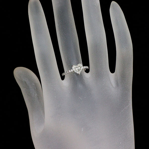Pt900 ハートシェイプ ダイヤモンド リング 1.001ct H SI2 D0.25ct