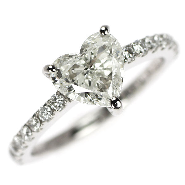 Pt900 ハートシェイプ ダイヤモンド リング 1.001ct H SI2 D0.25ct