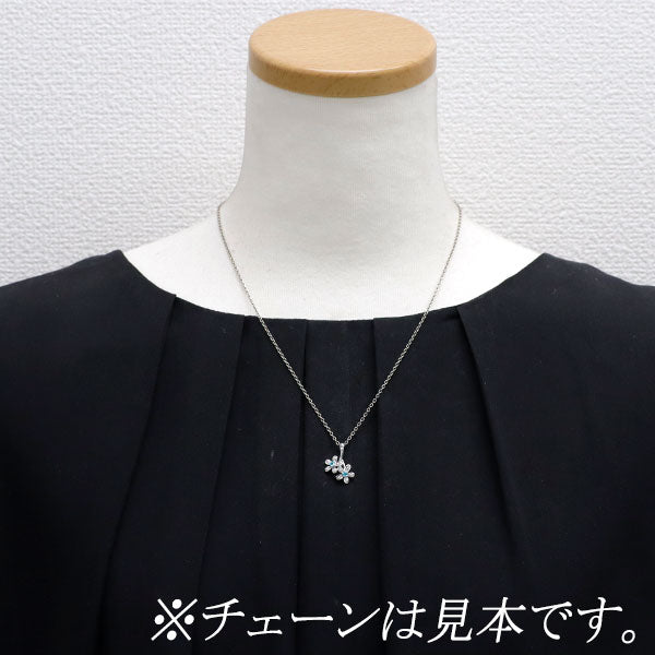 K18WG パライバ トルマリン ダイヤモンド ペンダントトップ 0.07ct D0.12ct フラワー
