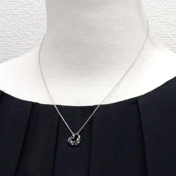 ポンテヴェキオ K18WG ブラックダイヤモンド ペンダントネックレス 0.15ct D0.07ct ハート