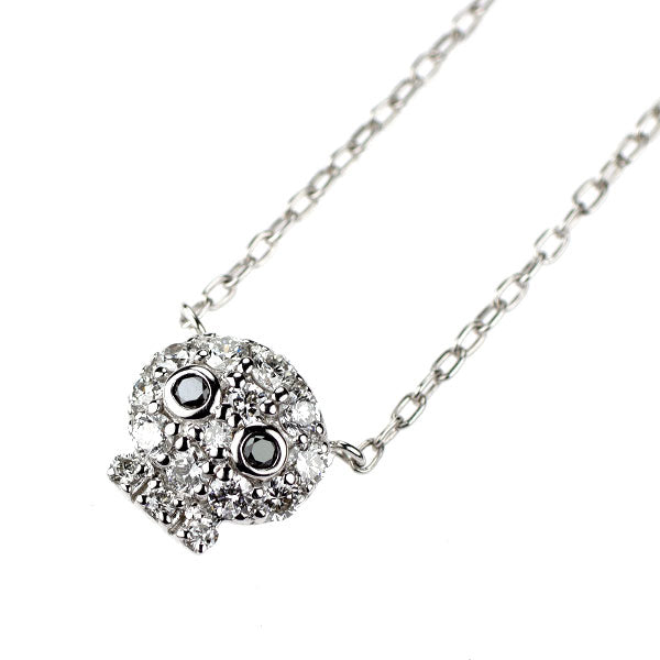 ポンテヴェキオ K18WG ダイヤモンド ネックレス 0.14ct BD0.01ct ドクロ スカル