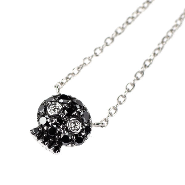 ポンテヴェキオ K18WG ブラック ダイヤモンド ネックレス 0.14ct D0.01ct ドクロ スカル
