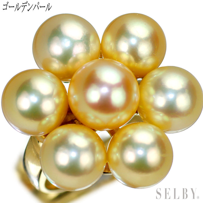 GSTV K18YG 白蝶真珠ナチュラルゴールドパールチャーム 約11.0mm K18YG 全石天然確認済 白蝶ゴールデン 真珠/パール リング 径約8.2