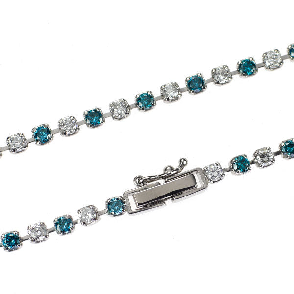 Pt850 カラーレス/トリートブルー ダイヤモンド ネックレス 5.00ct テニス