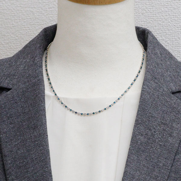 Pt850 カラーレス/トリートブルー ダイヤモンド ネックレス 5.00ct テニス