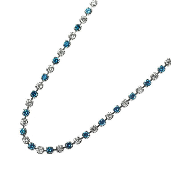 Pt850 カラーレス/トリートブルー ダイヤモンド ネックレス 5.00ct テニス