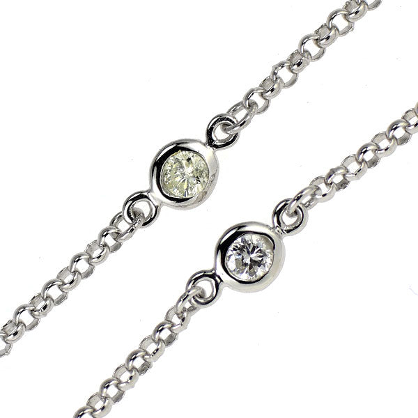 K18WG ダイヤモンド ステーション ネックレス 1.10ct 二連