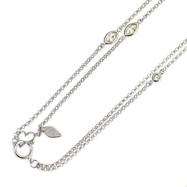 K18WG ダイヤモンド ステーション ネックレス 1.10ct 二連