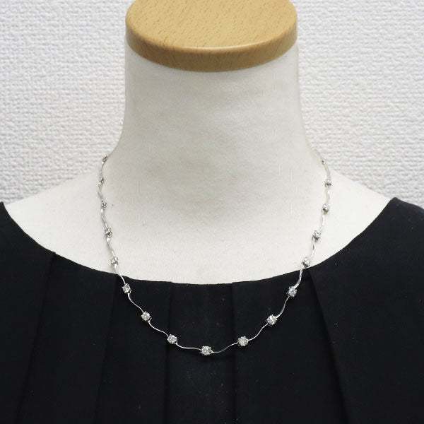 K18WG ダイヤモンド ネックレス 3.00ct ステーション