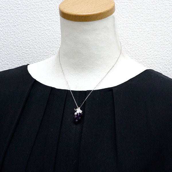 ミキモト K18WG アメジスト アコヤ真珠 ペンダントネックレス 径約5.5-6.0mm ぶどう