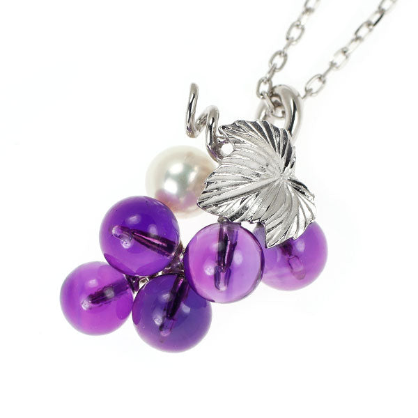 ミキモト K18WG アメジスト アコヤ真珠 ペンダントネックレス 径約5.5-6.0mm ぶどう
