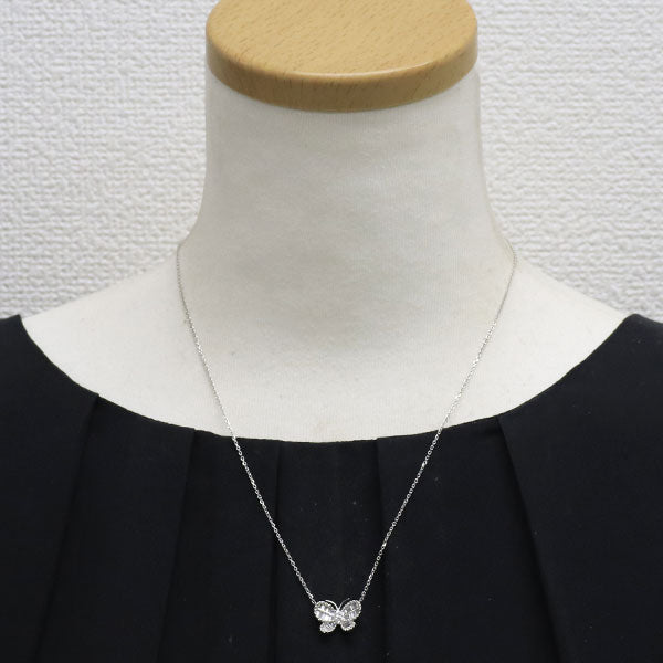 K18WG ダイヤモンド ペンダントネックレス 0.62ct 蝶