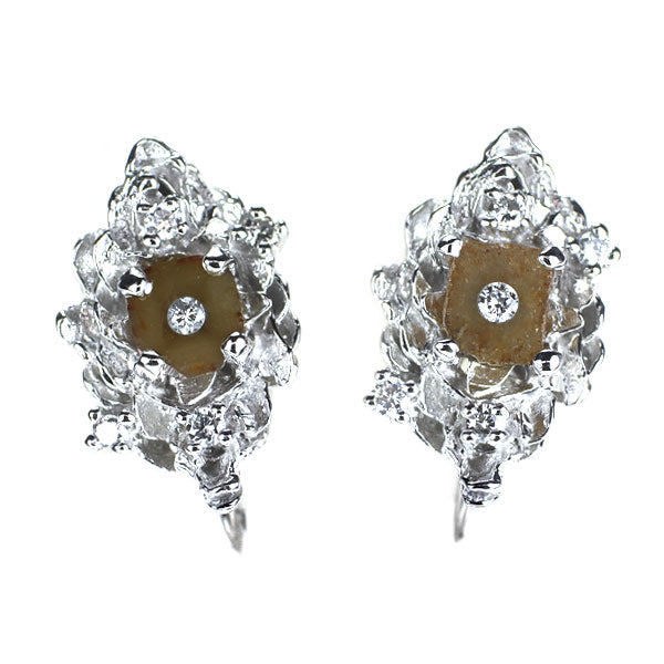 華宝流 Pt900/K14WG ダイヤモンド イヤリング 1.10ct D0.16ct