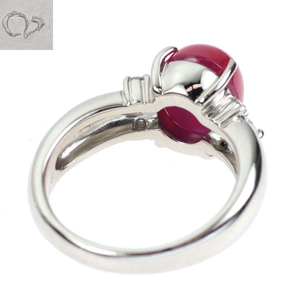 クレサンベール Pt950 再結晶スタールビー ダイヤモンド リング 3.60ct D0.21ct