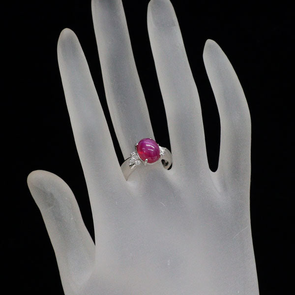 クレサンベール Pt950 再結晶スタールビー ダイヤモンド リング 3.60ct D0.21ct